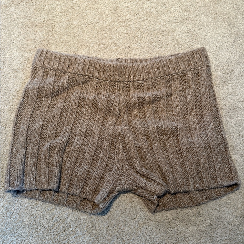 Forever 21 Cozy Ribbed Knit Shorts - Taupe
